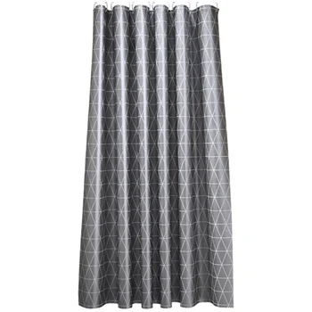 

1pc Grey Triangle Printed Shower Curtain Mouldproof Bath Curtain Waterproof Shower Curtain with 13 Hooks for Home Bathroom 180x2