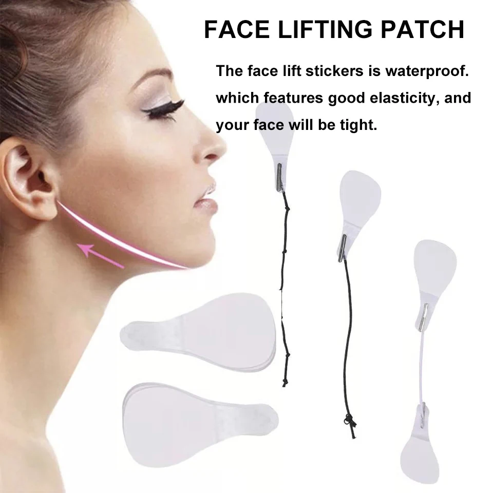 40 unids/set V forma de cara delgada Invisible adhesivos faciales línea facial piel V-forma Estiramiento Facial cinta Estiramiento facial herramientas cuidado