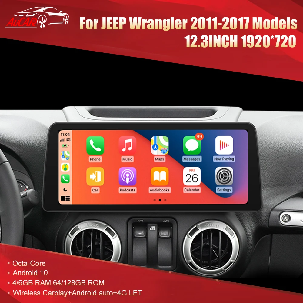 Головное устройство Aucar Android для Jeep Wrangler 2011 -2017 радио gps-навигация мультимедийное