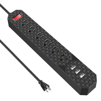 

USB Surge Protector Power Strip Mountable 6ft Extension Cord Multiple Protection 5 Outlet 3 USB Port with Hook&Loop Fastener A1