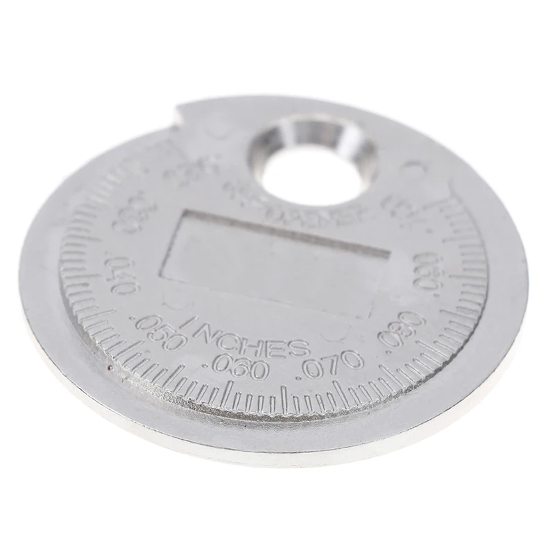 코인 타입 스파크 플러그 갭 게이지 측정 도구 1 개, 0.6-2.4mm, 범위 스파크 플러그 게이지 구경 측정 도구