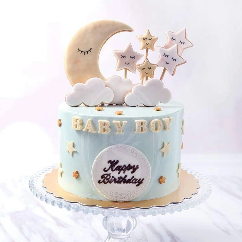 

6pcs/set Cake Insert Cards Moon Star Cloud Shape Birthday Party Cake Insert Card Christmas Valentine's Day Dessert Baking Decor
