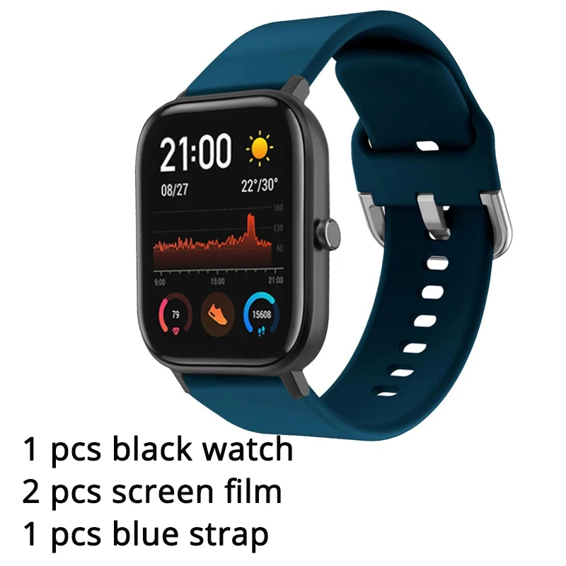 Оригинальная глобальная версия Amazfit GTS Смарт-часы 1,6" AMOLED 5 ATM водонепроницаемый 14 дней Срок службы батареи 12 спортивных режимов Bluetooth часы - Цвет: black N blue