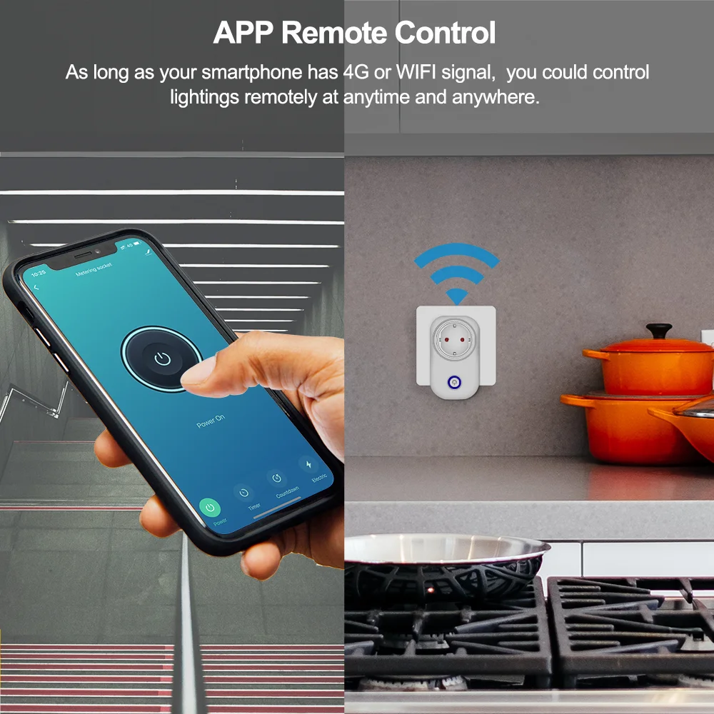 Умная Вилка питания EU-E 16А с монитором питания Wifi розетка Tuya Smart Life App беспроводной пульт дистанционного управления розетка работает с Alexa