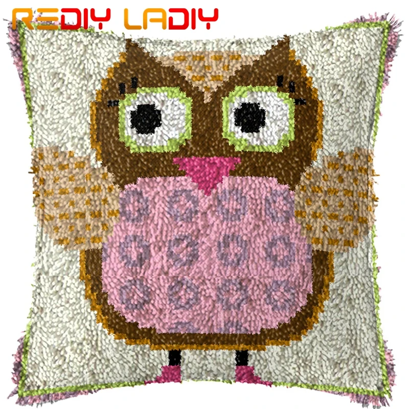 

Latch Hook Kits Make Your Own Cushion Happy Owl Pre-Printed Canvas Crocheting Pillow Case Latch Hook Cushion Cover Arts & Crafts