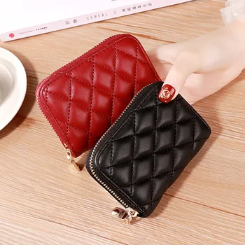

Lingge Personality Compact Card Case Women's ID Card Holder Large-capacity Coin Purse Organ Mini Simple Female Card Case