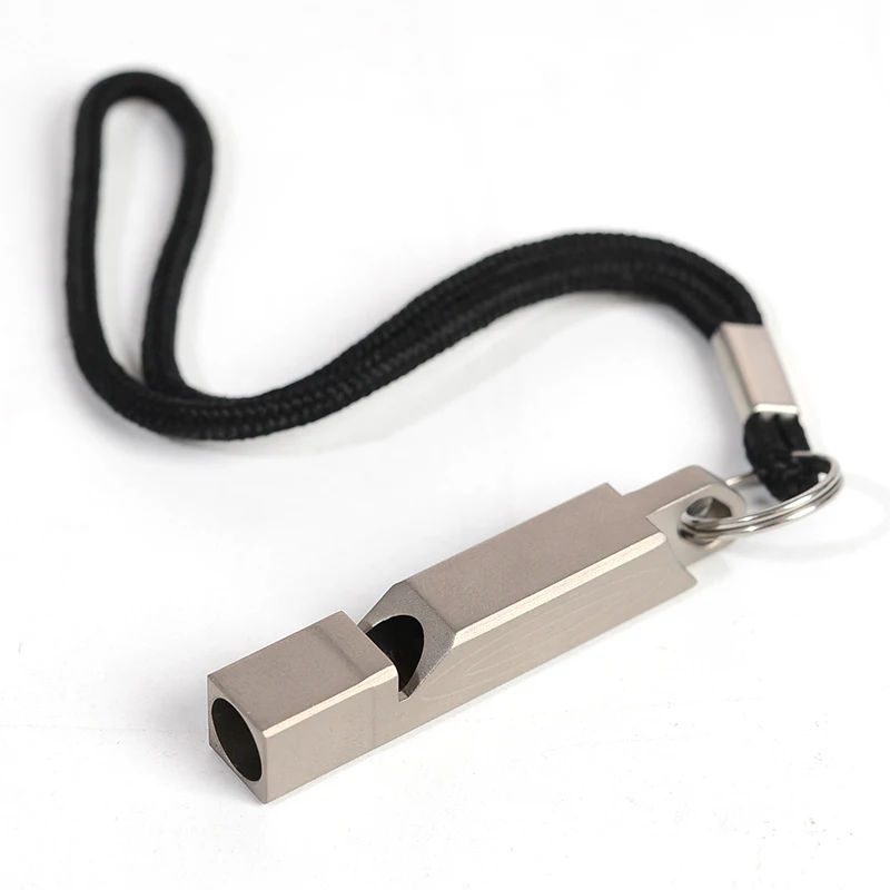 

Outdoor Lightweight Titanium Alloy Safety Emergency Survival Whistle High Decibel With Lanyard for Camping Hiking Expedition