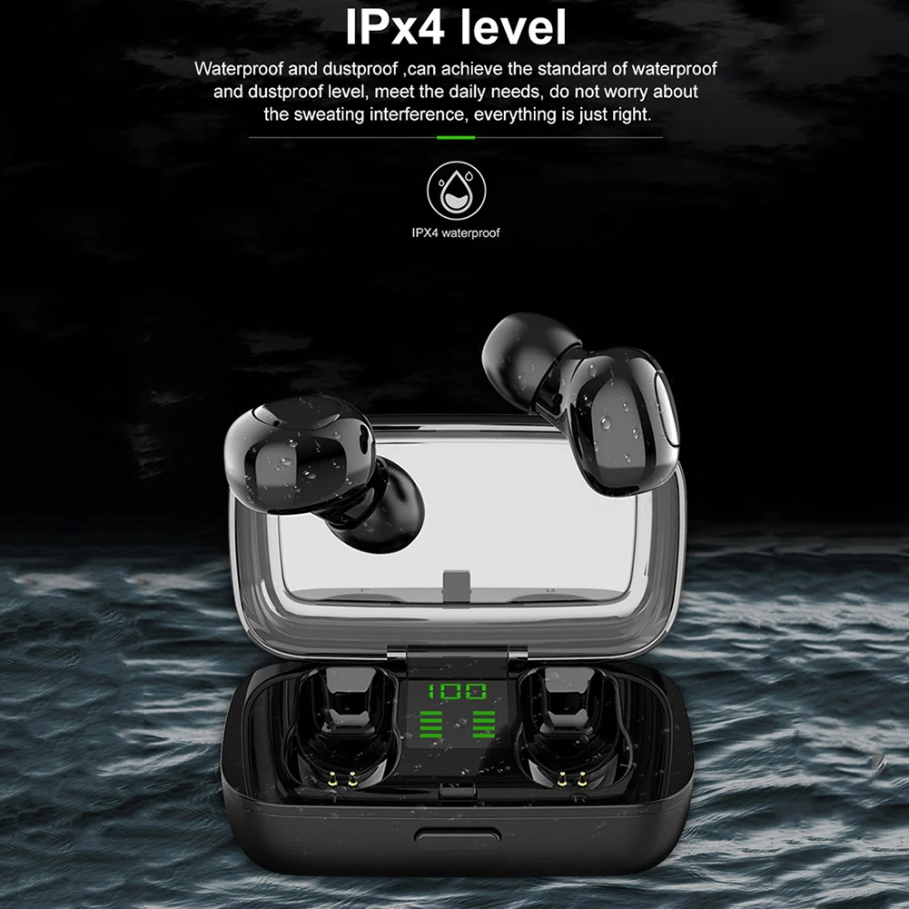 Bluetooth 5 0 TWS Wireless Earphones Touch Control Headset LED Display Waterproof HIFI 6D Surround Sounds Sports Earphones
