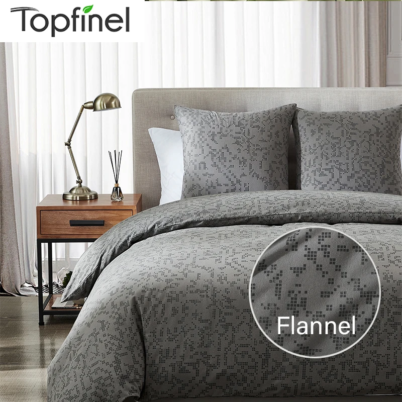 Topfinel Flannel Bedding Sets Gray For Bed Room Duvet Cover Set Pillowcase Soft Quilt Queen Size Sheet Bedclothes 3PCS | Дом и сад