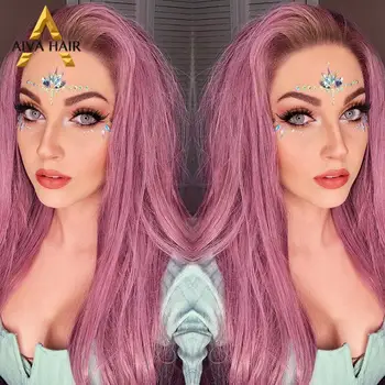 

Aiva Hair High Density Ombre Purple Pink Wig Heat Resistant Synthetic Lace Front Wig Peruca Long Straight Cosplay Wigs For Women