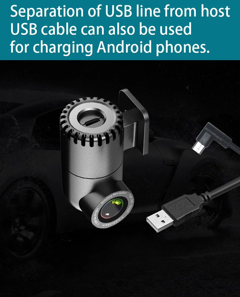 Скрытая Видеорегистраторы для автомобилей Объектив 360 градусов Поворотный Даш Cam USB мини Камера ADAS LDWS Автоматический цифровой видео Регистраторы для Автомобильный Android плеер