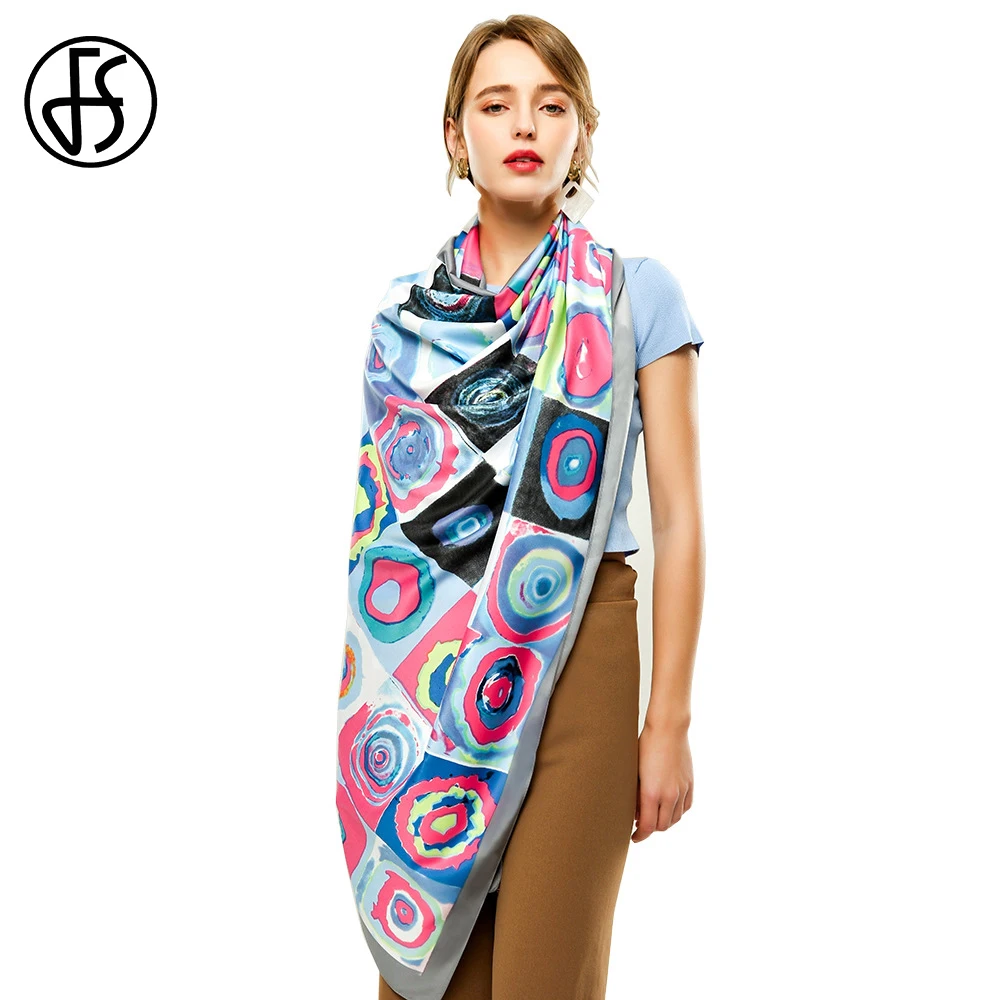 Женский дизайнерский головной платок FS длинная бандана из 2020 хлопка с принтом