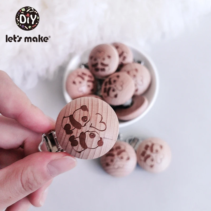Let's Make/прищепка для пустышки, 10 шт., круглая деревянная гравировка на заказ, деревянная прищепка для пустышки, нейтральный подарок для соски, цепочка для зубов