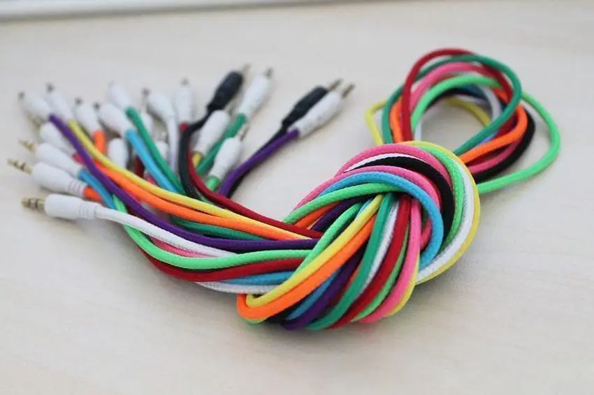 High Quality Candy Color Braided Fabric 3 5 To 3 5 Male To Male Audio Cable for Iphone Headphone Car Aux 300pcs lot