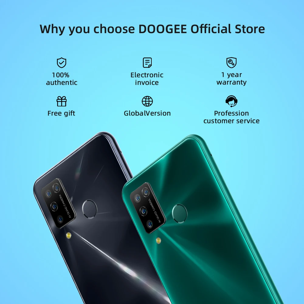 DOOGEE N20 Pro Quad Camera Mobile Phones Helio P60 Octa Core 6GB RAM 128GB ROM Global Version 6.3\