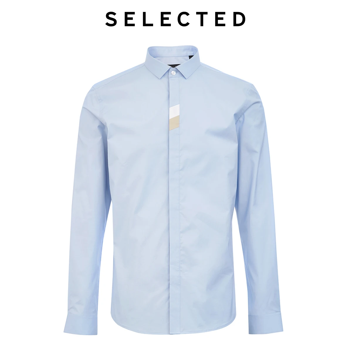 Отборные мужчины Slim Fit контрастные бизнес-случайные с длинными рукавами рубашки S | 419405505