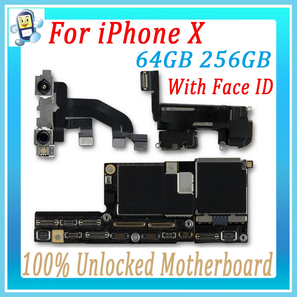 

64GB 256GB For iPhone X 10 Motherboard With / Without Face ID original unlocked Mainboard With Full chips Logic Board,NO iCloud