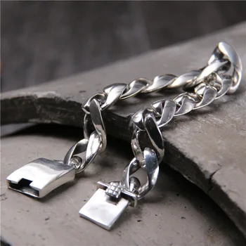 

Starfield Jewelry S925 Sterling Silver Side Chain Domineering Super Men Women Bracelet Retro Thai Silver Bracelet Accessories