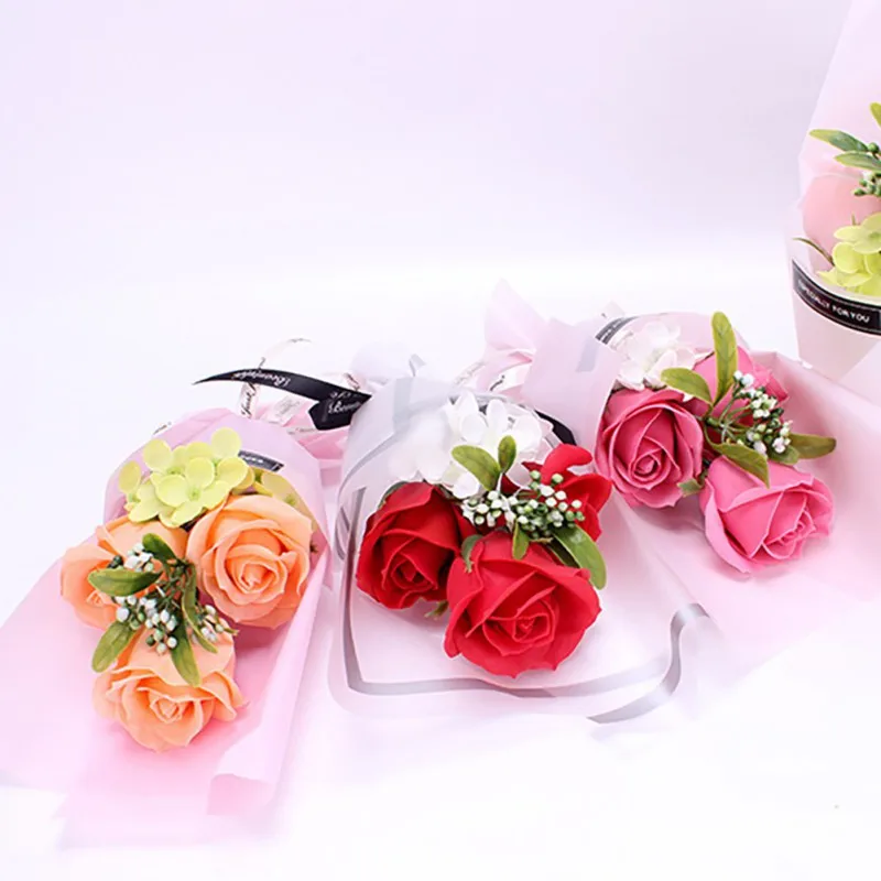 3pcs/set Scented Bath Soap Red Pink Rose Soap Flower Petal For girl Wedding Valentines Day Mothers Day Teacher's Day best Gift