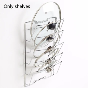 

Tools Save Space Storage Rack Kitchen Accessories Metal Easy Install Durable Rustproof Anti-fall Clean Drying Pan Lid Holder