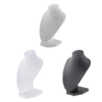 

3Pcs Store PU & Velvet Necklace Bust Jewelry Pendant Rack Display Holder