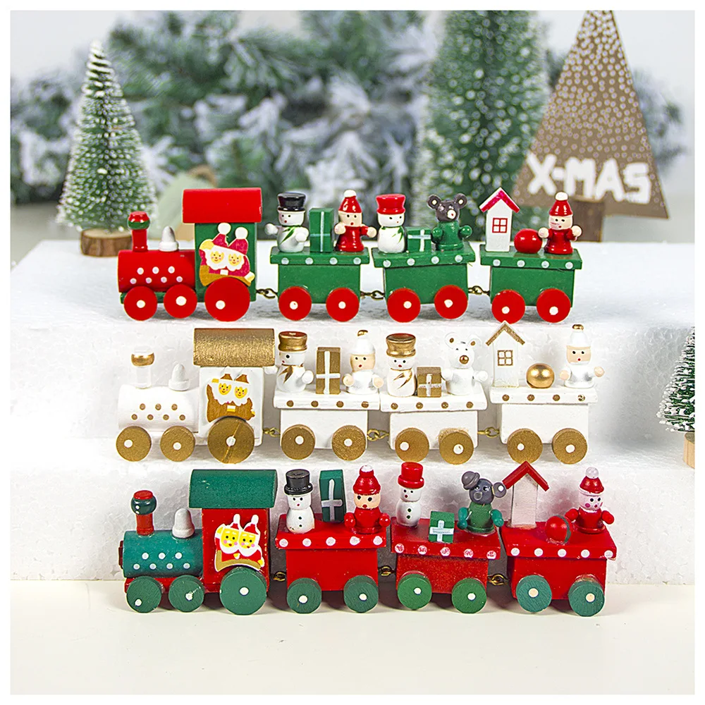 

Wooden Small Train Christmas Decoration for Christmas Table Decor Xmas New Year Home Decorations Kids Train Toys Pendant