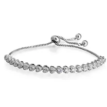 Очаровательные регулируемые браслеты в форме сердца для женщин, кубический цирконий AAA, серебряный цветной браслет, женские свадебные ювелирные изделия, подарок на день Святого Валентина