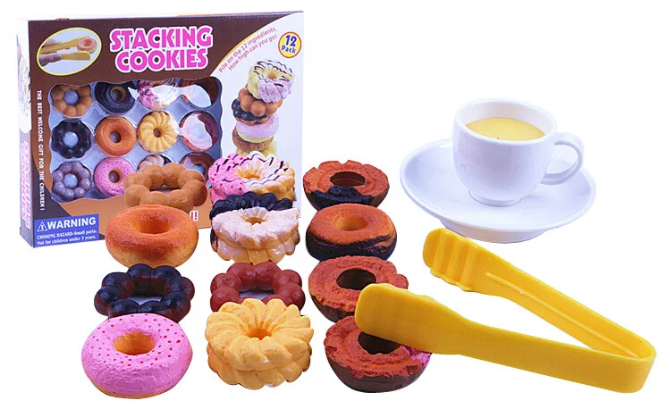 

Production Wholesale Cookie Biscuit Bricks Pro Donuts Stack-up Hand-Eye Coordination Jenga Cookie Game Toy