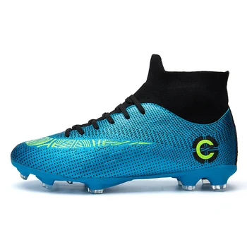 

Men's Football Boots High Ankle Long Spikes Soccer Shoes For Man Profrssional Outdoor Kid Train Sock Cleats Football Shoes
