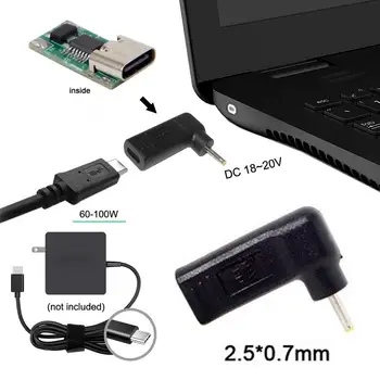 

Laptop Charger Adapter Converter Right Angle DC Power Connector Type C Plug To 2.5*0.7mm/11*4.5mm For Lenovo Thinkpad Accessory