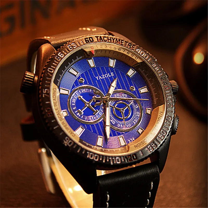 

Yazole334 Fashion Outdoor Sports Middle School Students Leather Watch Strap Quartz Watch MEN'S Watch Cool Large Dial