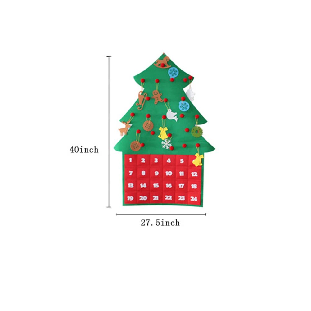 1 шт. подвесной Рождественский календарь с обратным отсчетом на рождественскую елку, подарочные украшения, украшения, календарь Санта-Клауса с карманами - Цвет: E 101.6x69.85x2cm