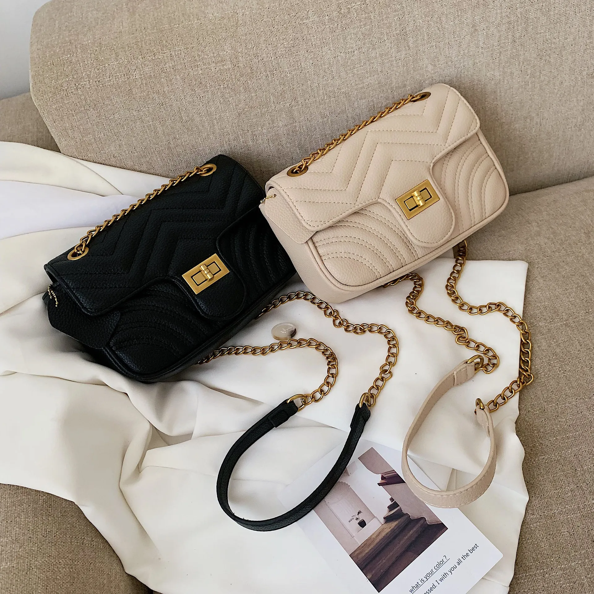 

2020 New Arrival Oloey Flap Pu Shoulder Bags Shoulder & Crossbody Bags Polyester Single Fashion Women Solid Hasp Soft Flap Pocke