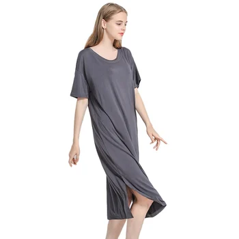 

Dress For Pregnant Women Loose Modal Nightdress Solid Color O-neck Half Sleeve Dress Large Size Fat MM Nightdress Off Season