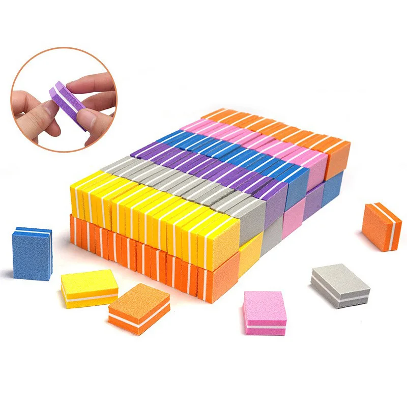 

5pcs Double-sided Mini Nail File Blocks Colorful Sponge Nail Polish Sanding Buffer Strips Polishing Manicure Nail Art Tools