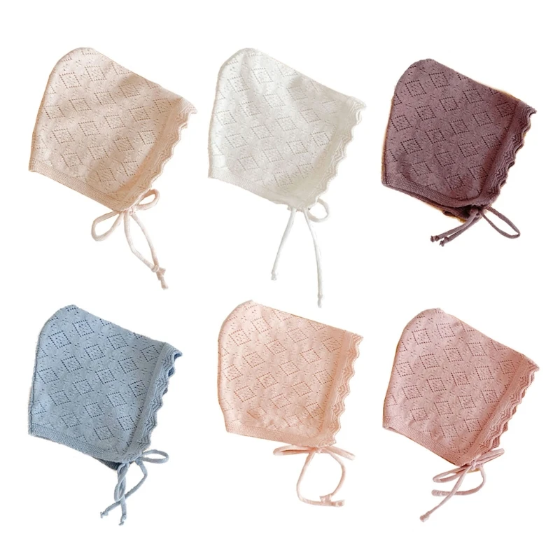 Caps Hats Lace-Flowers Newborn Baby-Girl Babies Cotton 0-24-Months with for Knitted 1-Pc