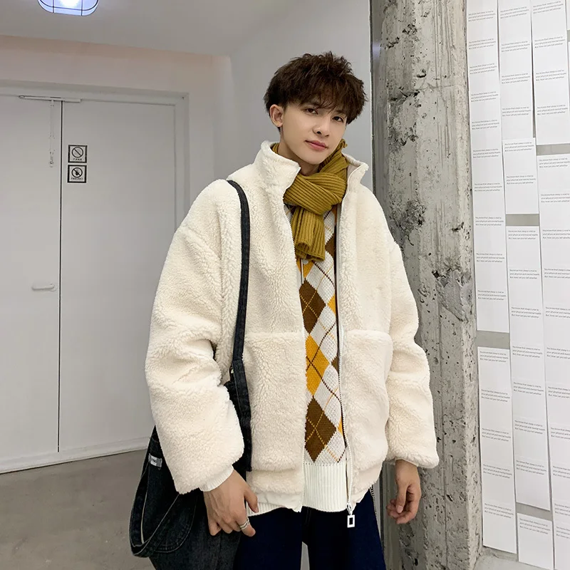 Winter Men's Thickening Lamb Parkas Short Casual Snow Jackets Keep Warm Coats Male White/camel Color Cotton-padded Clothes