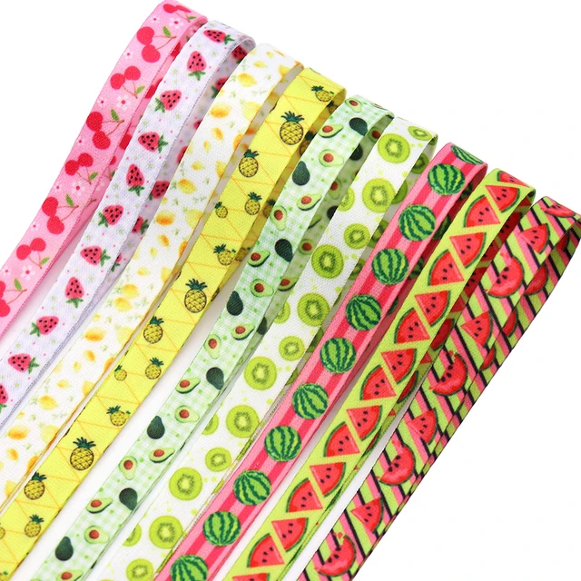 Strawberry Ribbon Decorative Fruit Printed Grosgrain Ribbon Green Red  Ribbon for Crafts 3/8 inch x 5 Yards Assorted Ribbon