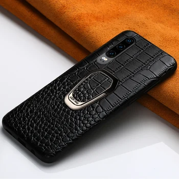 

Ring bracket Magnetic phone case for Huawei P30 p20 lite Mate 30 Genuine Leather Luxury cover for Huawei honor 20 20pro nova 5