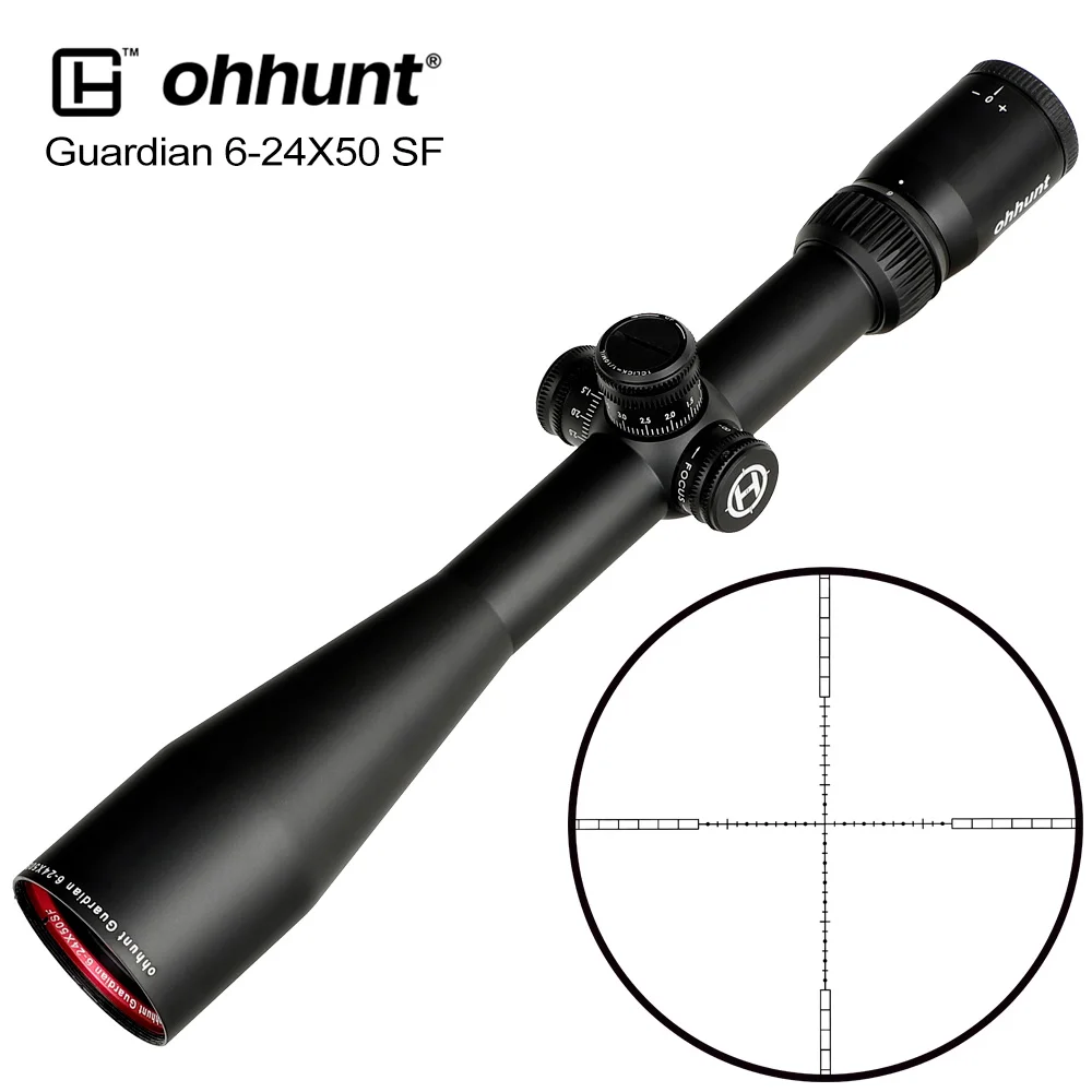 

ohhunt Guardian 6-24X50 SF Hunting Riflescopes Side Parallax 1/2 Half Mil Dot Glass Etched Reticle Turrets Lock Reset Scope