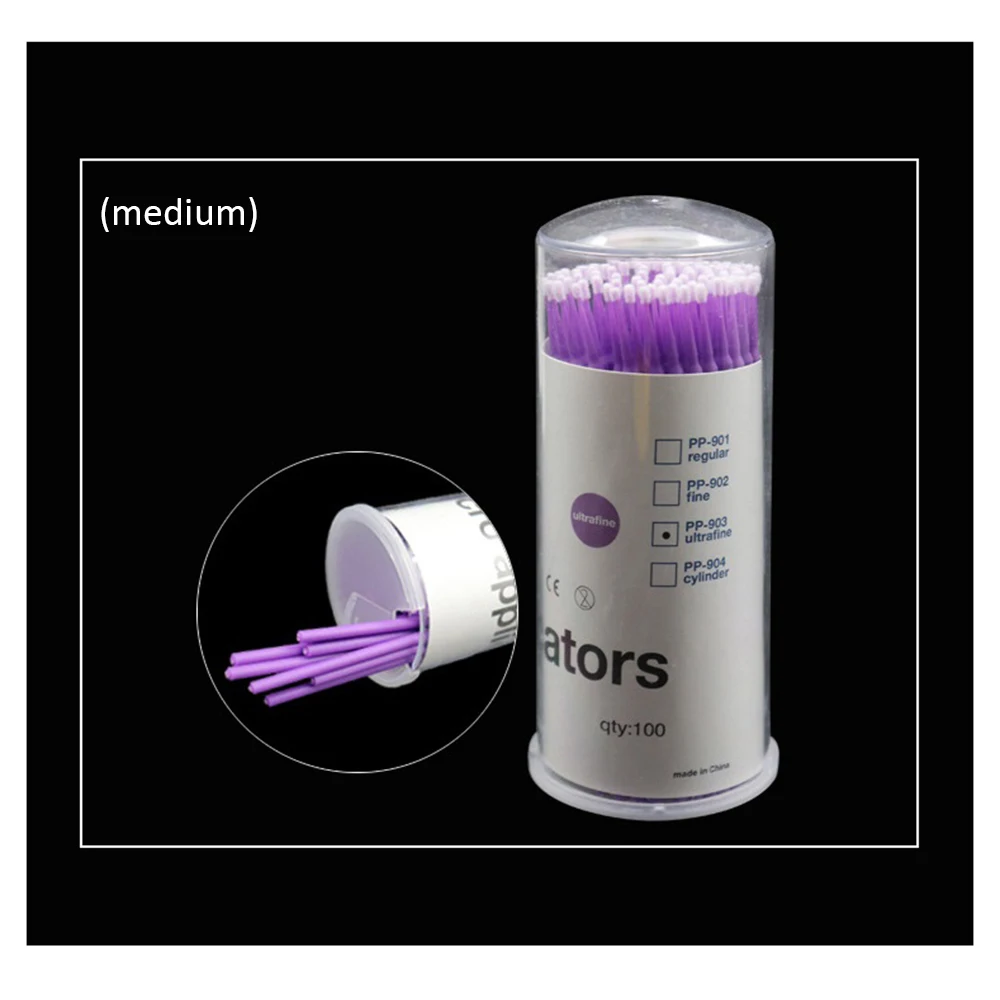 100 шт./кор. одноразовая щетка для ресниц тампон Microbrushes наращивания ресниц Инструменты отдельные ресницы снятия инструменты аппликаторы - Цвет: 06 Deep Purple M