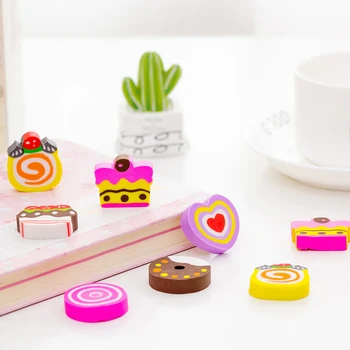 

6pcs/Set Multicolor Eraser Cake Assorted Love Donut Creative Mini Eraser Kits Kids Party Gifts Students School Supplies