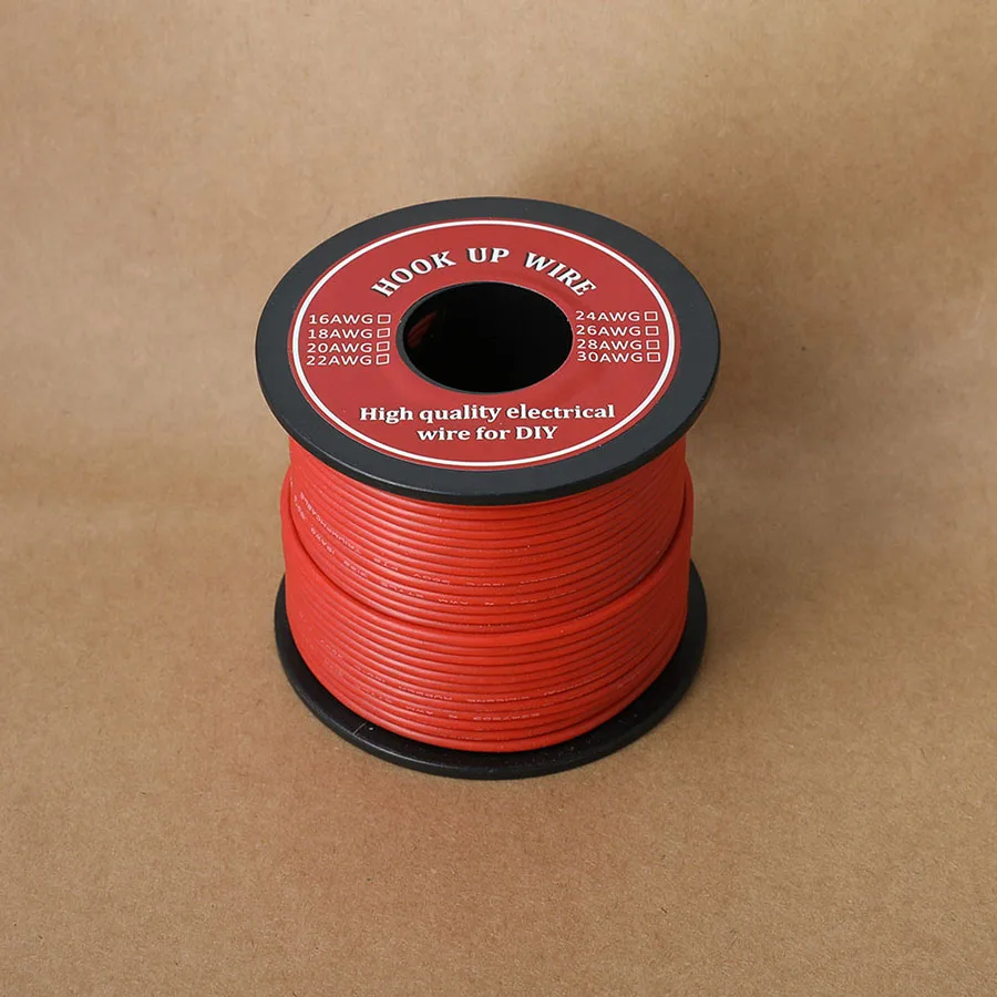 30m/ roll Hook-up Stranded Wire 26 AWG UL3239 Flexible Silicone Wire Rubber Insulated Tinned Copper 3000V  electronic wire