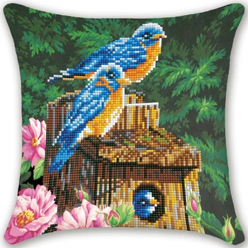 

5D Spring Bird's House Partial Round Drill Diamond Painting Cushion Cover Pillow Case DIY Art Mosaic Cross Stitch Gift Decor