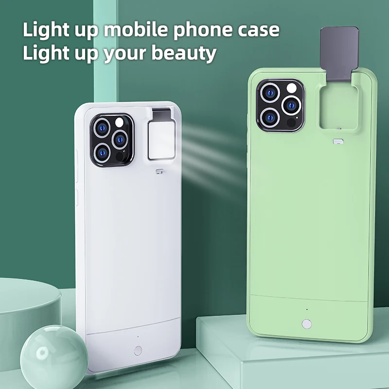 LED Fill Light Phone Case For iPhone 11 12 Pro Max Selfie Beauty Ring Flash Case Stable Perfect For iPhone X XS Max XR 7 8 Plus