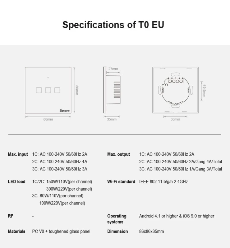 SONOFF T1 умный переключатель Wi-Fi с 1 бандой дистанционного управления умный таймер домашняя Автоматизация совместима с Google Home IFTTT Alexa