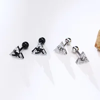 Men Stud Earring,Triangle Pierced Crystal Zircon Stud Earrings,Stainless Steel Tiny Minimalist Studs for Mens Women Jewelry 2