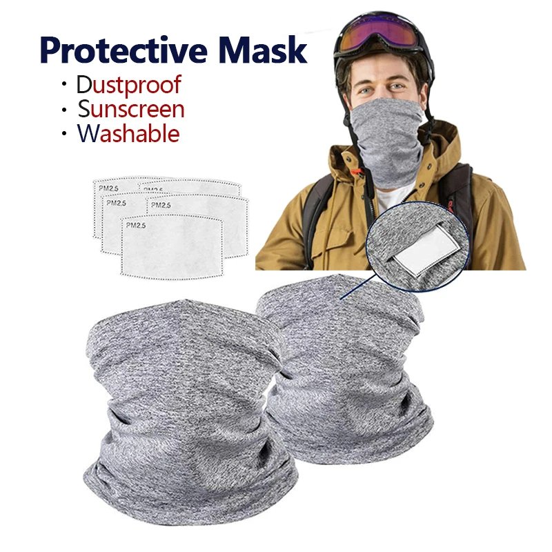 

New Wholesale 5pcs PM2.5 in Face Mask with filter for all events Head Scarf Face Cover Magic Headband Dustproof Protective Masks