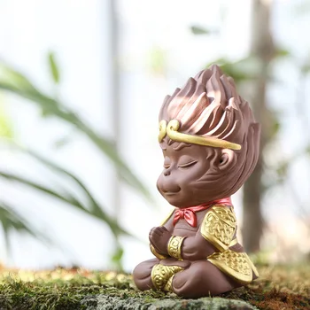 

Zen Boutique Monkey King Tea Pet Stick Incense Burner Kungfu Tea Set Qi Tian Da Sheng Creative Pottery Sun WuKong Home Decor New
