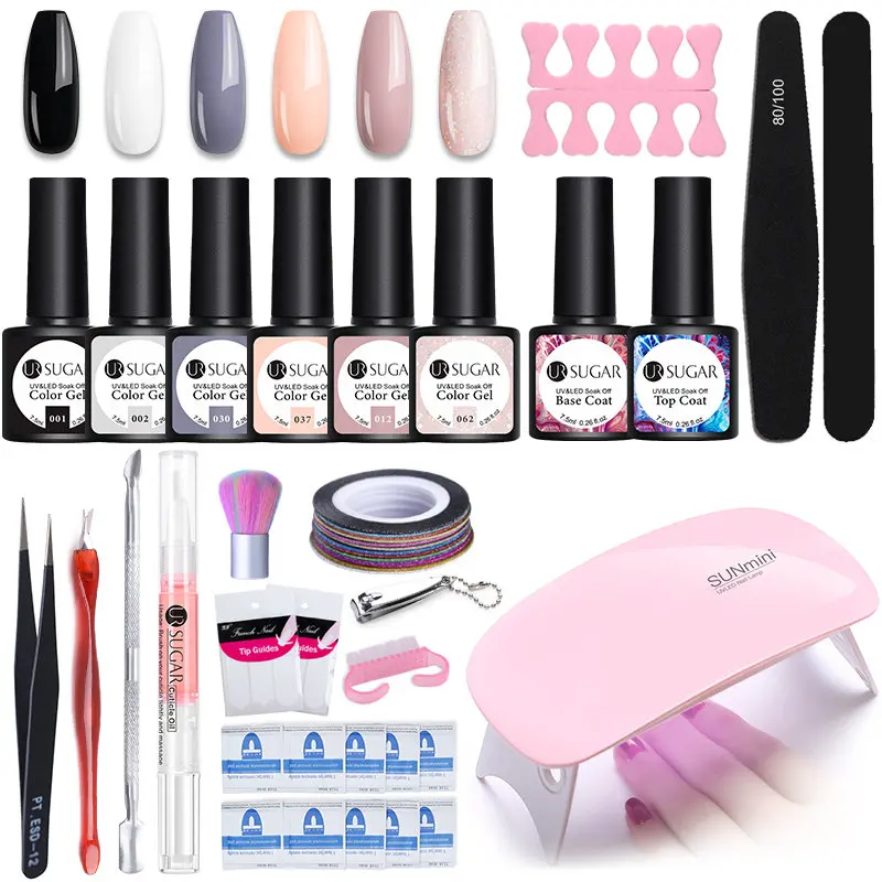 УФ-лампа для ногтей ur Sugar, набор для маникюра, 12 цветов, Гель-лак для замачивания, УФ-Гель-лак, набор, пилочка для ногтей, инструменты, аксессуары
